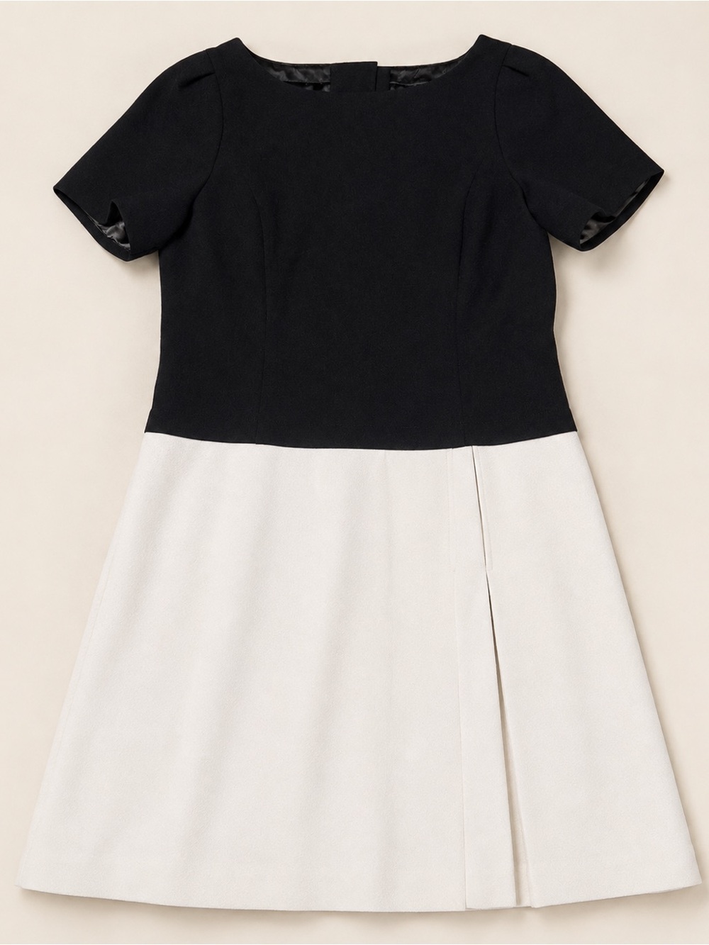 White House Black Market Black Ivory Colorblock A-Line Dress Size 12
